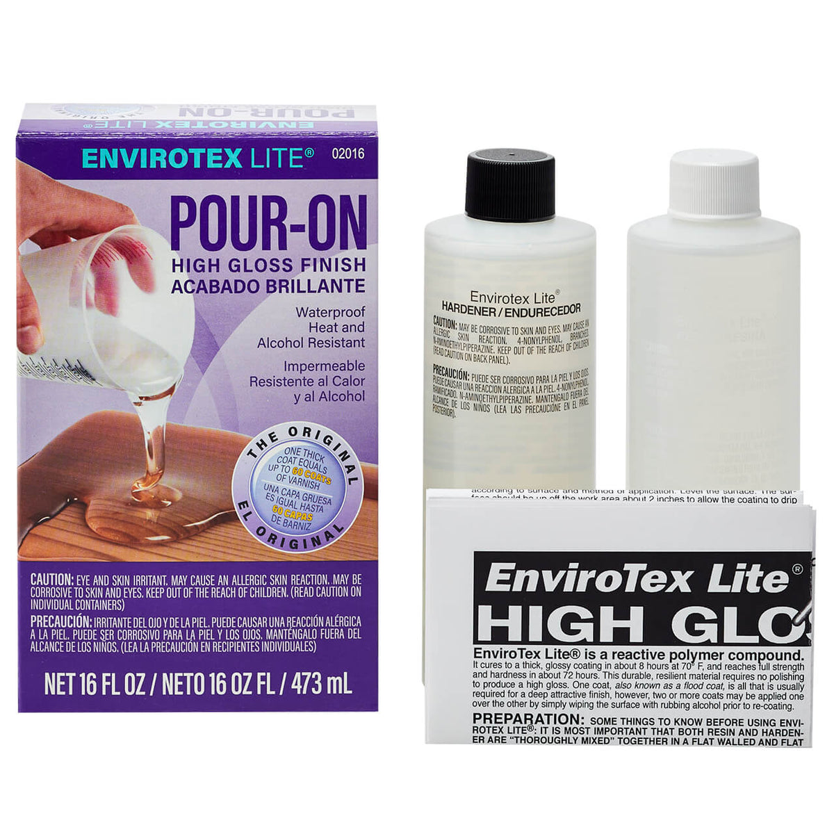 Envirotex 02064 Lite 2024 Pour On High Gloss Finish Net 64 Fluid Ounce Artists Resin